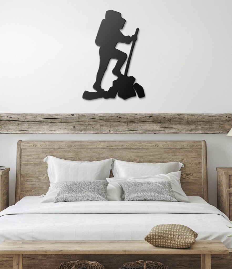 Steel Outdoor/Indoor Sign Featuring a Hiking Man
