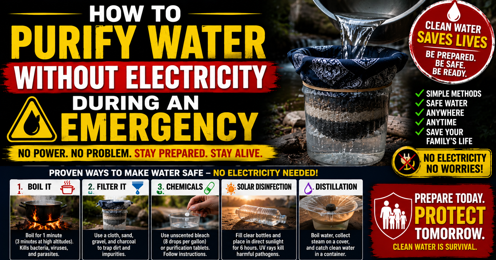 How to Purify Water Without electricity during an emergency&nbsp;