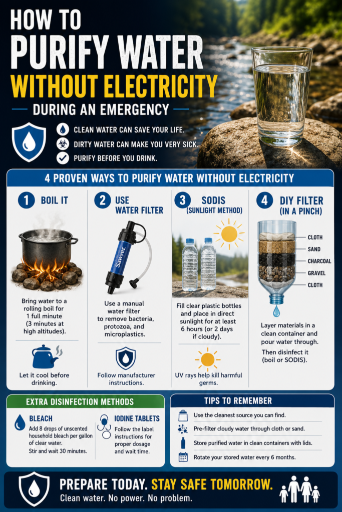 How to Purify Water Without electricity during an emergency&nbsp;