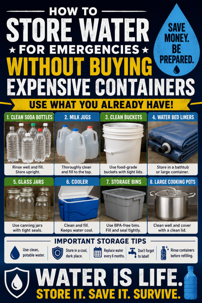 How to Store Water for Emergencies Without Buying Expensive Containers