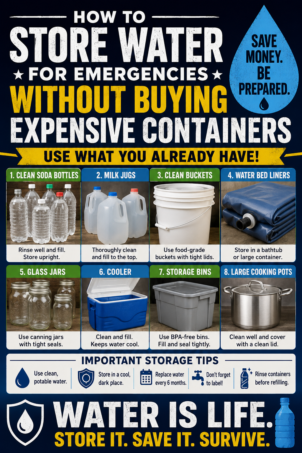 How to Store Water for Emergencies Without Buying Expensive Containers