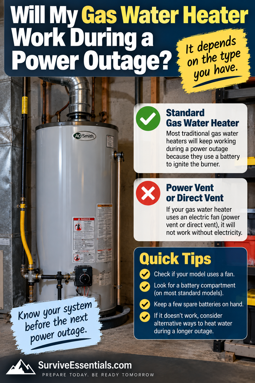 Will My Gas Water Heater Work During a Power Outage?